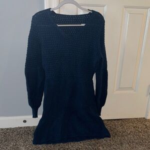 Navy Blue Knit Sweater Dress
